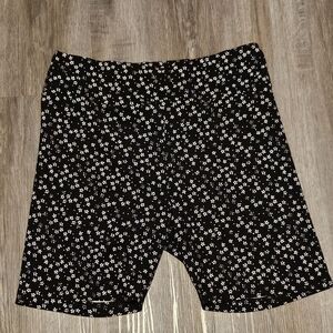 No Boundaries Floral High Waist Shorts - Black and White